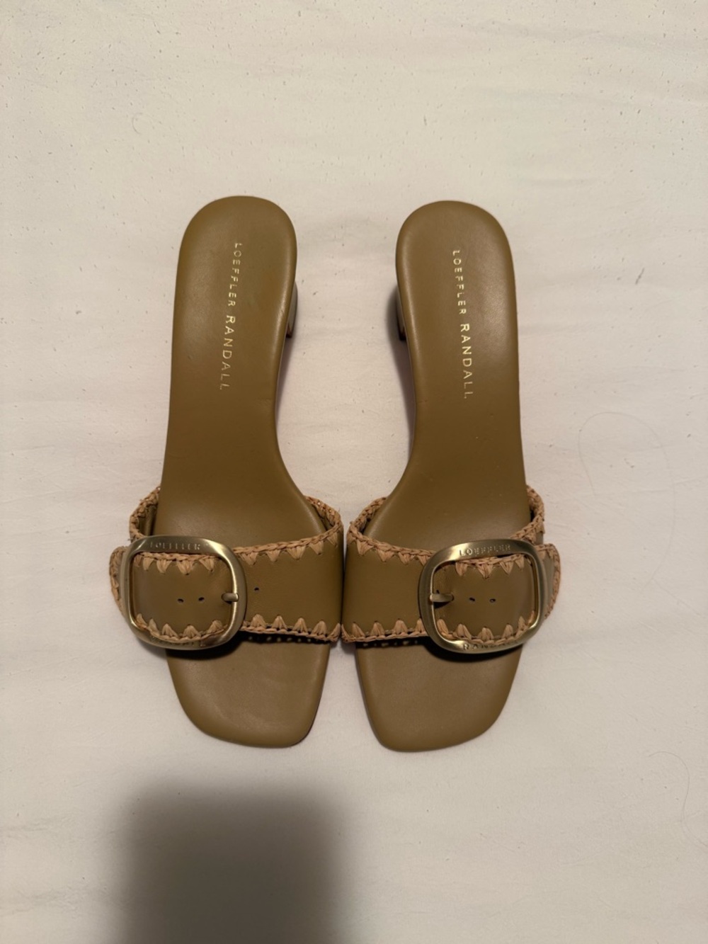 Loeffler Randall Olive Leather Buckle Heels